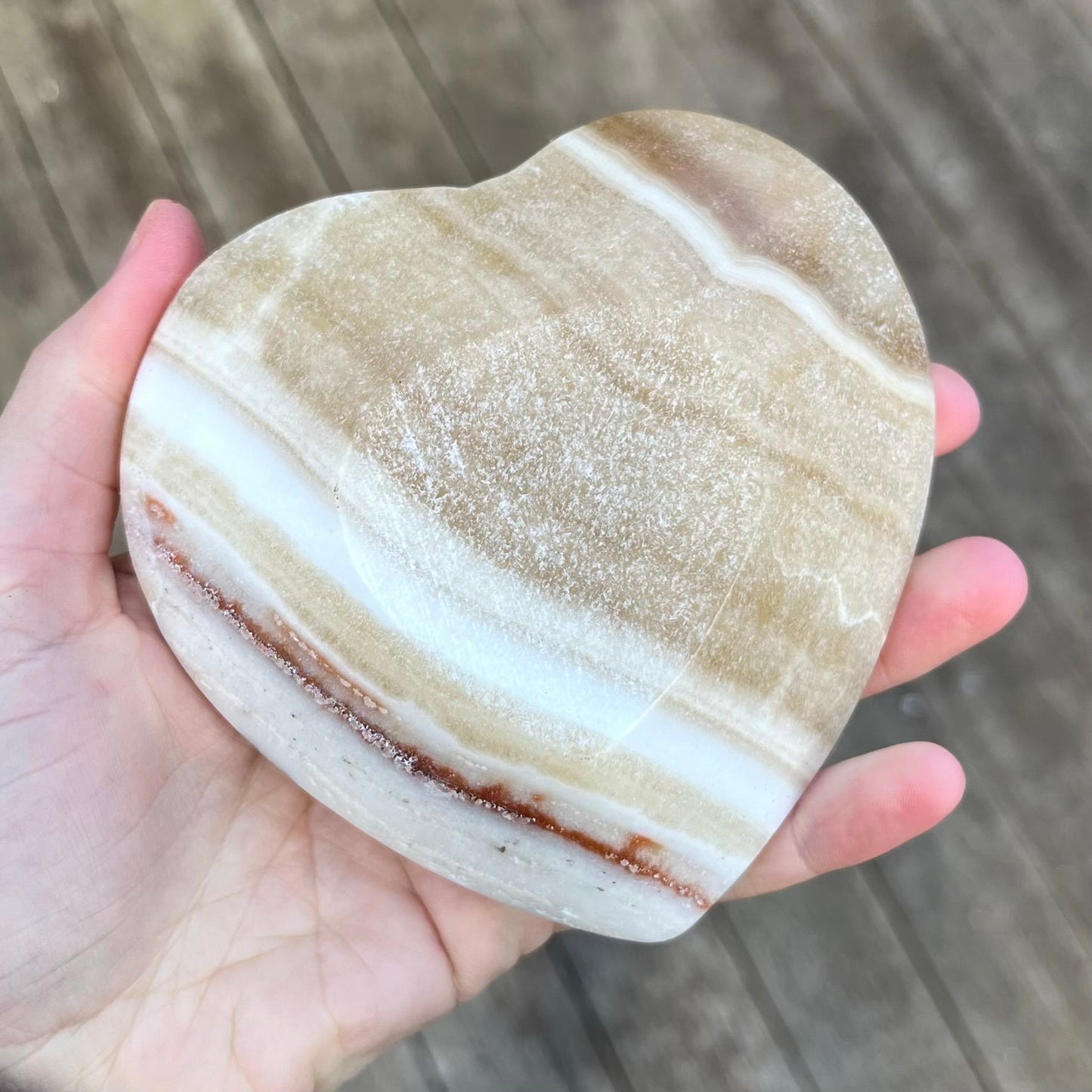Banded Onyx Heart Crystal Bowl - Grounding, Strength
