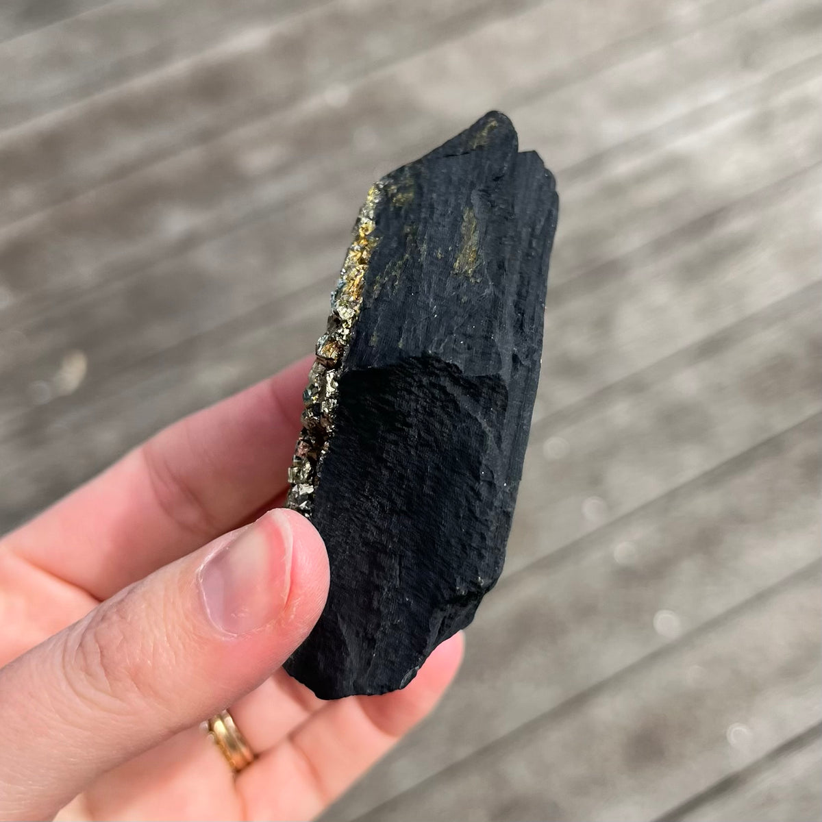 Pyrite on Shungite Raw Crystal - Abundance, Protection