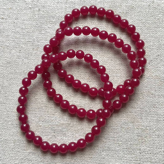 Ruby 6mm Beaded Bracelet - Empowering