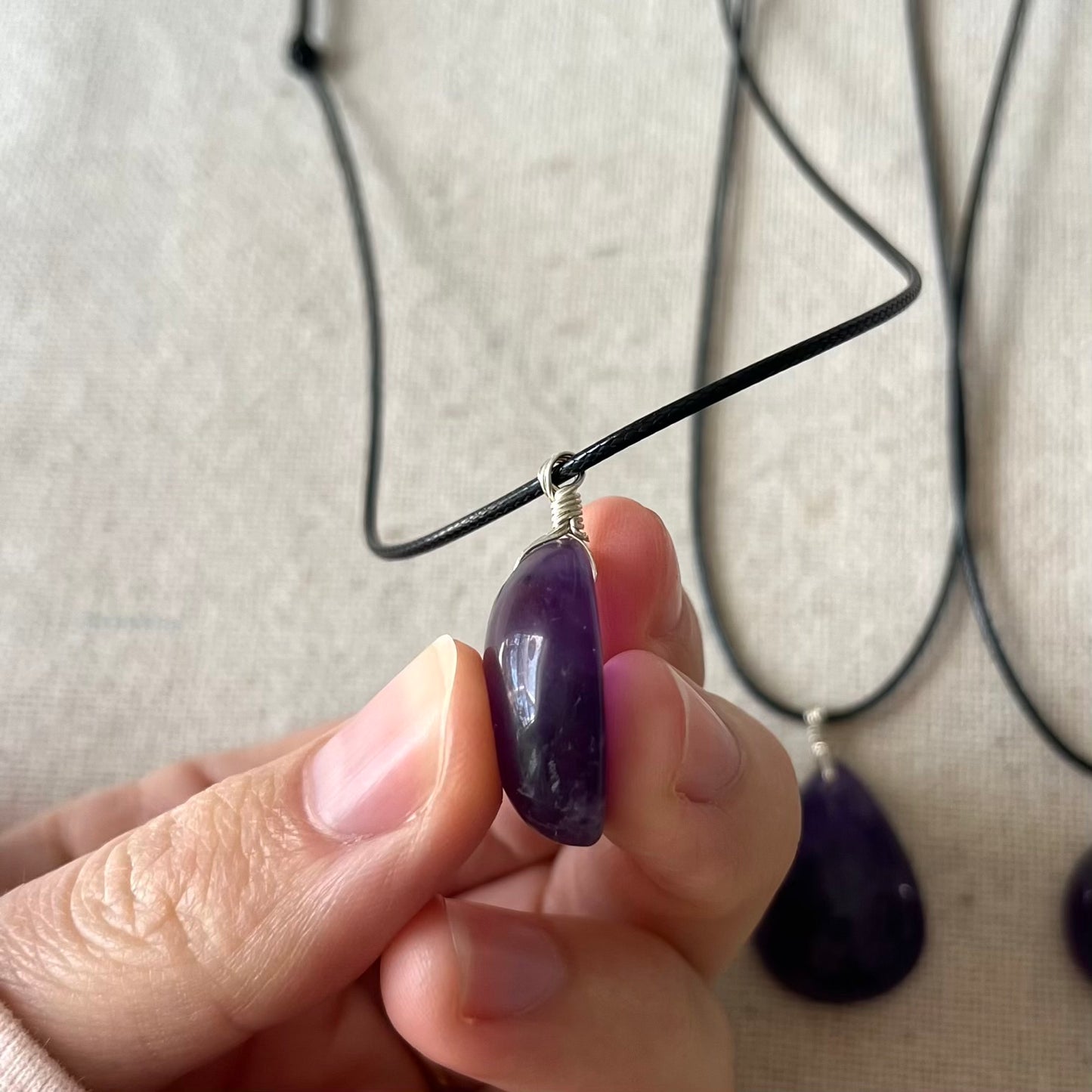 Amethyst Cabochon Pendant - ONE OF A KIND