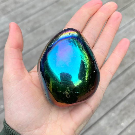Titanium Aura Quartz Medium Rock Crystal - Vitality, Confidence, Joy