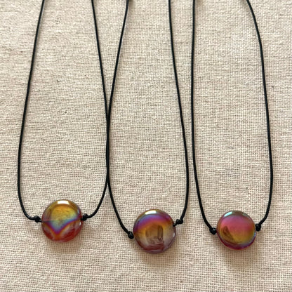 Circle Pendant - Aura Carnelian