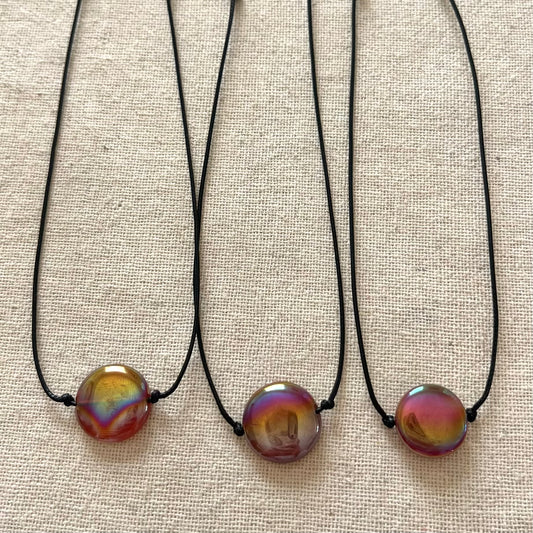 Circle Pendant - Aura Carnelian