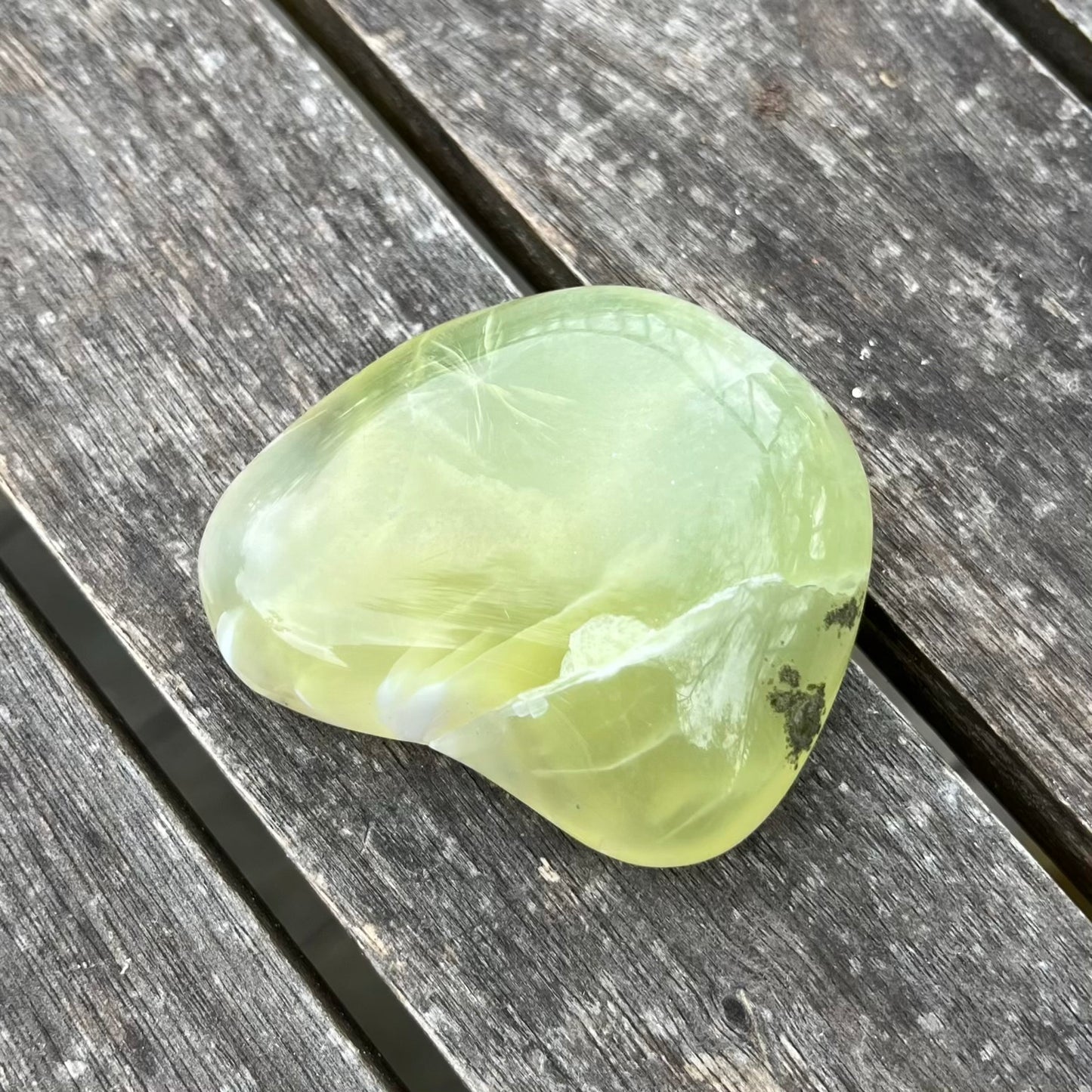 Prehnite Palm Stone Crystal - Protection, Emotional Healing