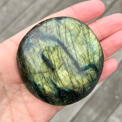 Labradorite Palm Stone Crystal - Protective, Mystical, Transformative