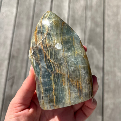 Blue Onyx Large Flame Crystal - Calm, Peace, Grounding