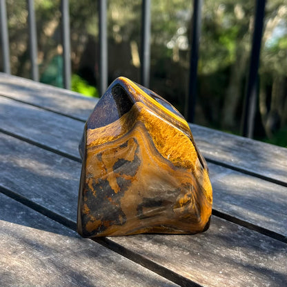 Tiger Eye Medium Flame Tower Crystal - Confidence, Protection