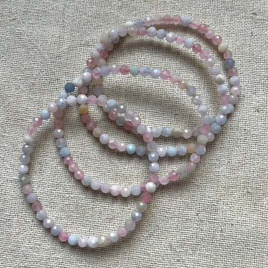 Morganite 4mm Facet Beaded Bracelet - Divine Love