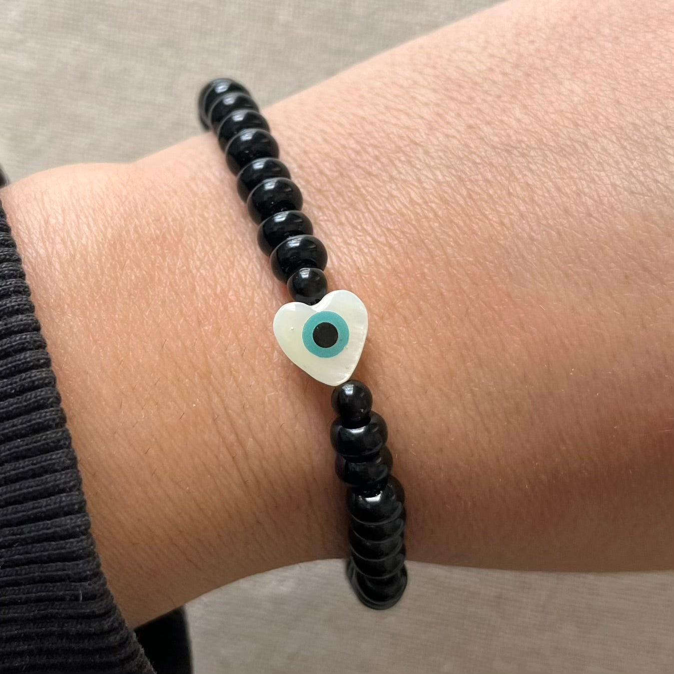 Hera’s Heart Evil Eye Protection Bracelet - Onyx