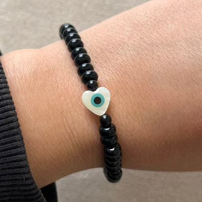 Hera’s Heart Evil Eye Protection Bracelet - Onyx