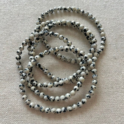 Dalmatian Jasper 4mm Beaded Bracelet - Playful