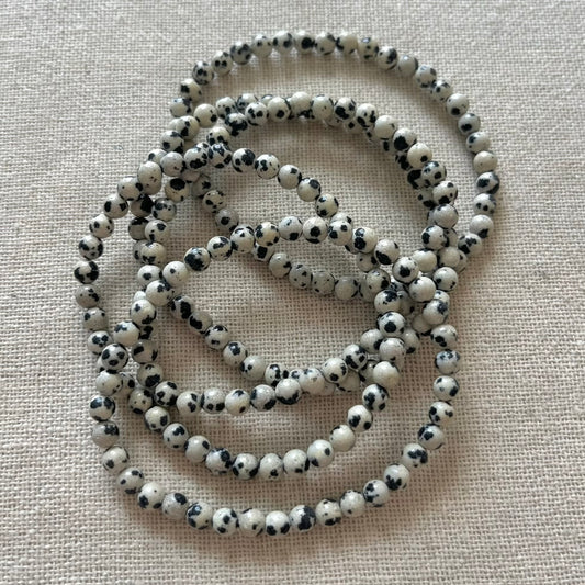 Dalmatian Jasper 4mm Beaded Bracelet - Playful