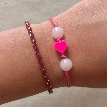 Heart Healing Cord Bracelet - Rose Quartz