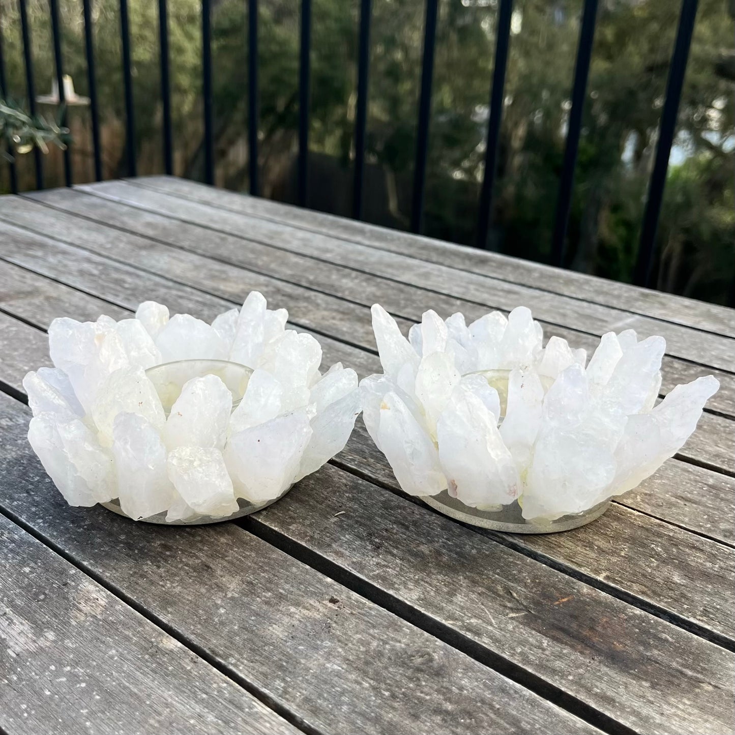 Quartz Flower Tea-light Holder - Master Healing, Positive Energy