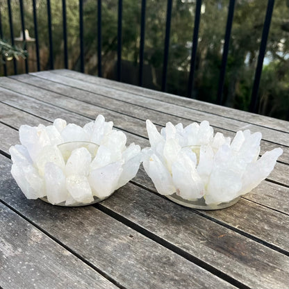 Quartz Flower Tea-light Holder - Master Healing, Positive Energy