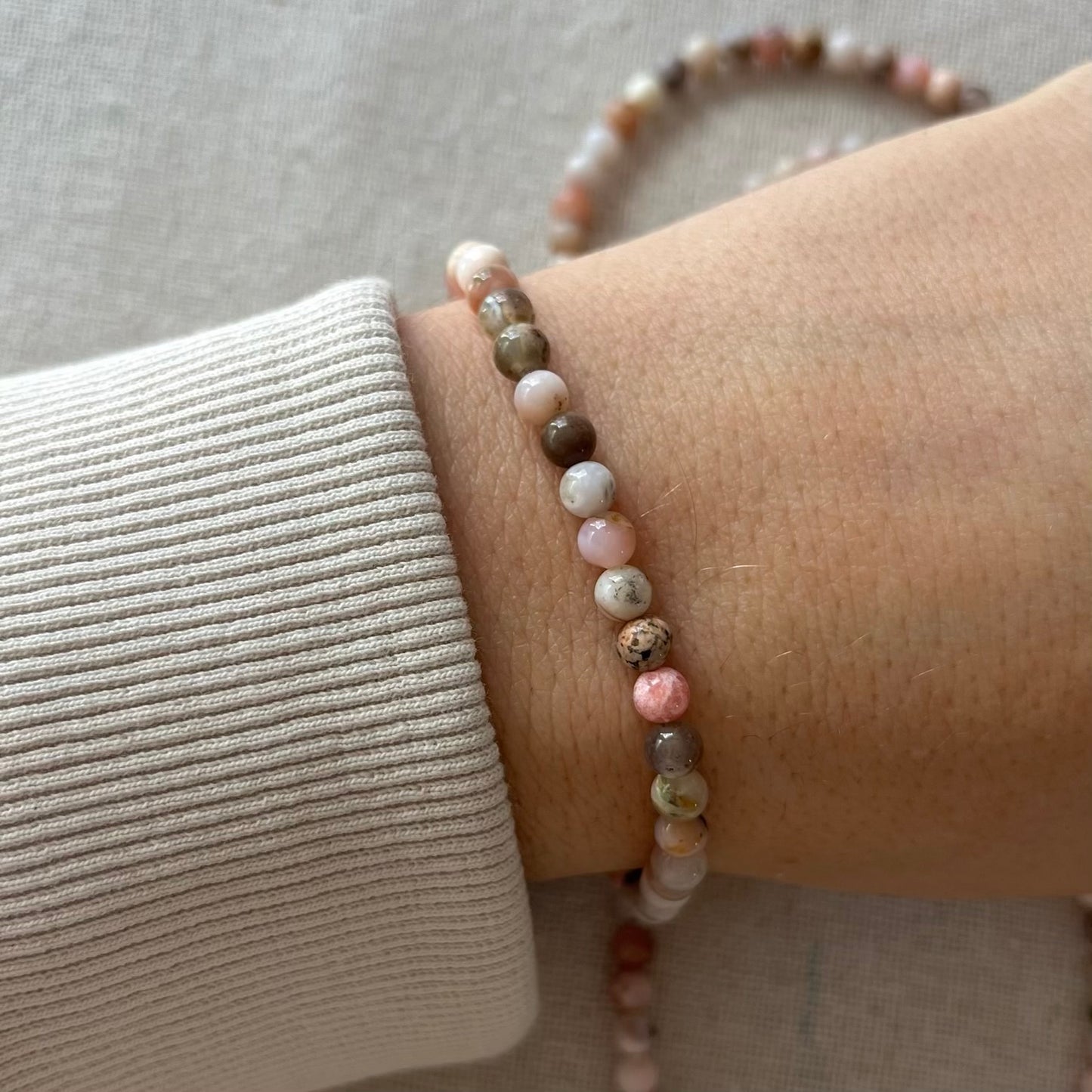 Pink Opal 4mm Beaded Bracelet - Emotional Healing
