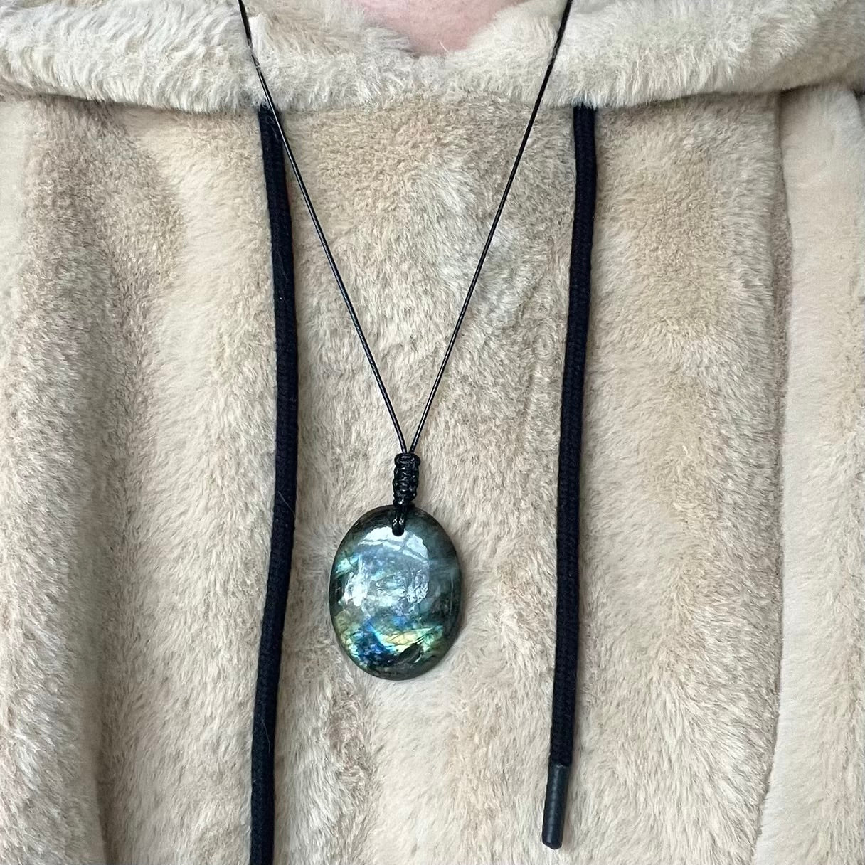 Labradorite Oval Large Pendant - ONE OF A KIND