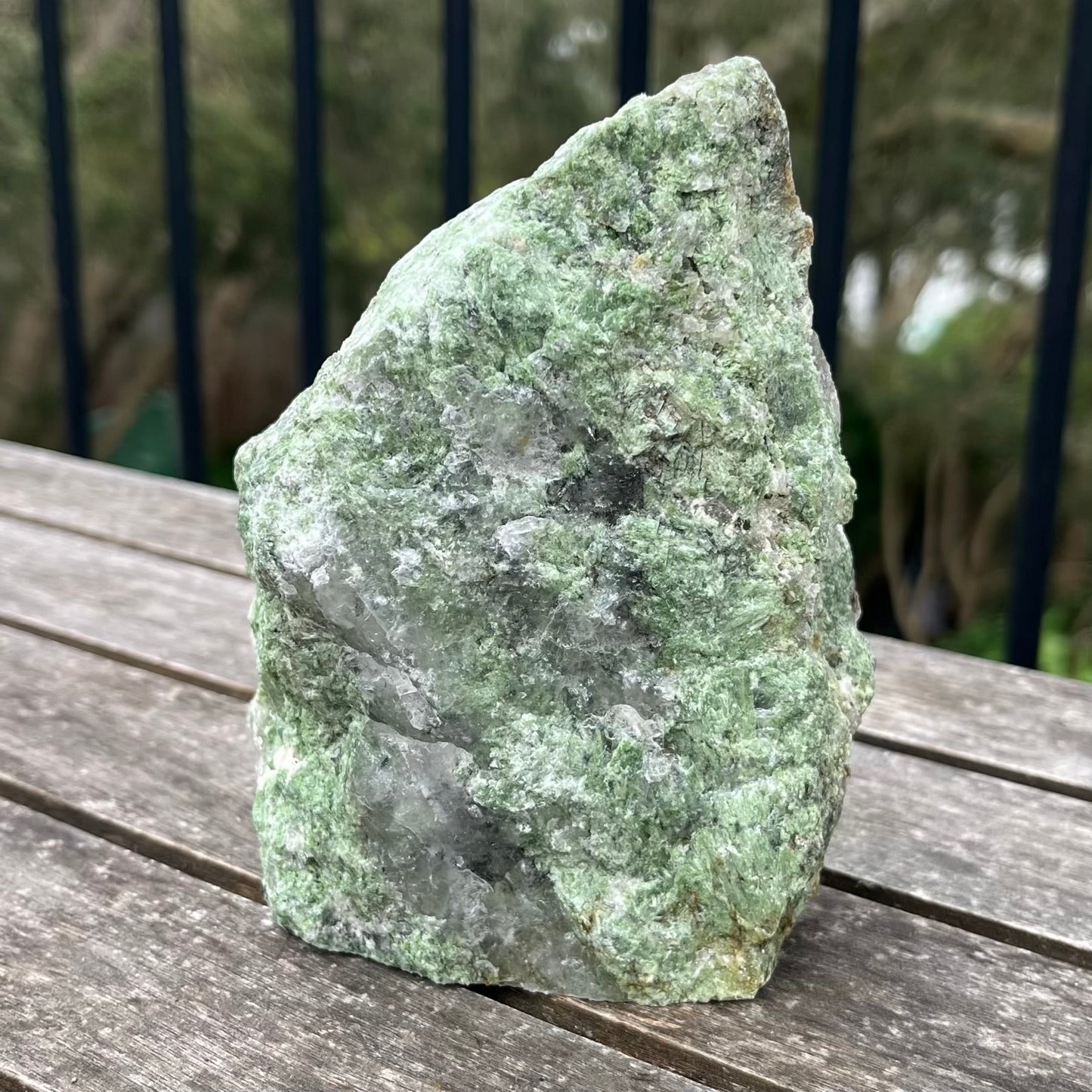 Green Aventurine & Quartz XL Raw Base-cut Crystal - Prosperity, Growth