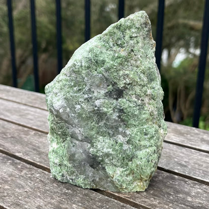 Green Aventurine & Quartz XL Raw Base-cut Crystal - Prosperity, Growth