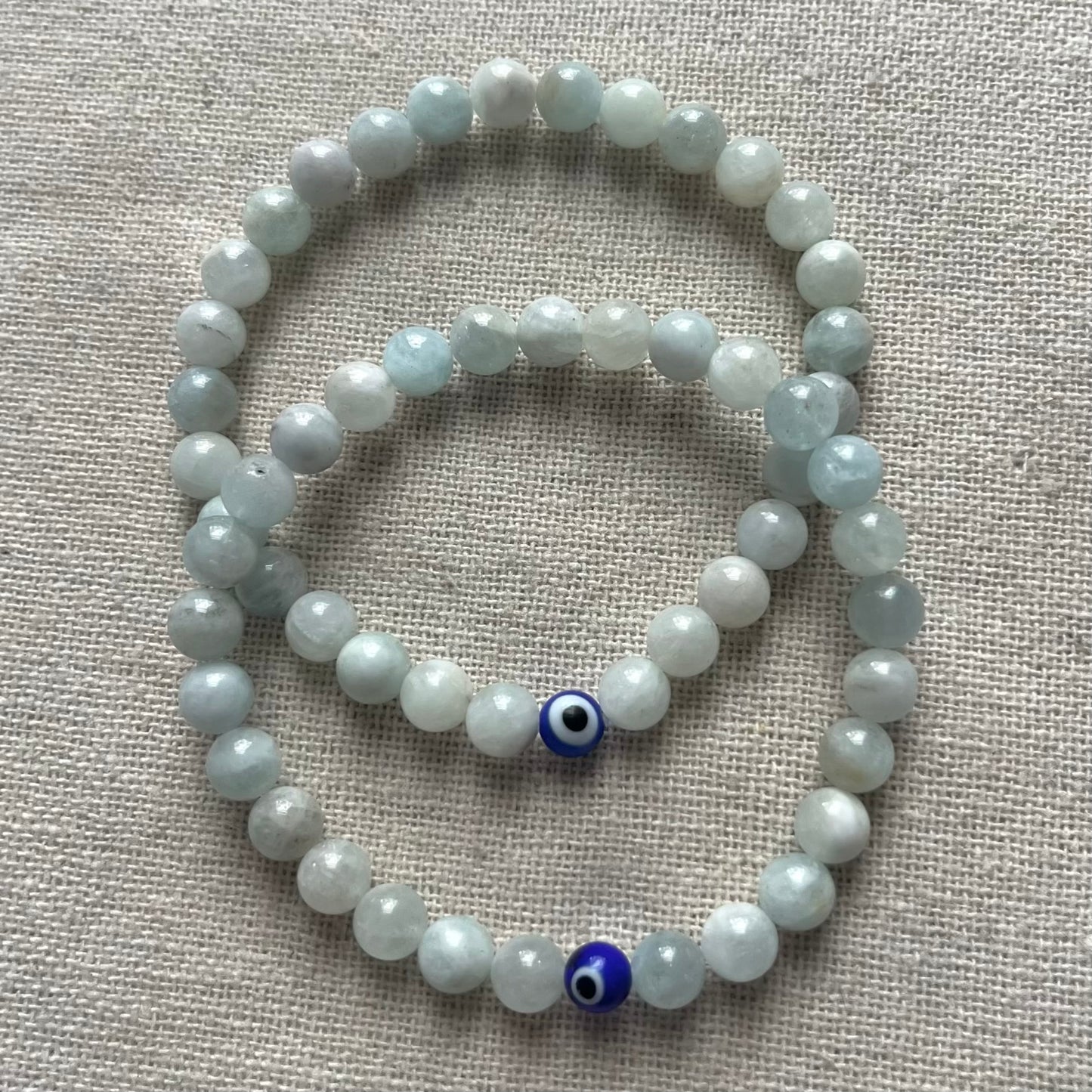 Protection Evil Eye Bracelet - Aquamarine 6mm