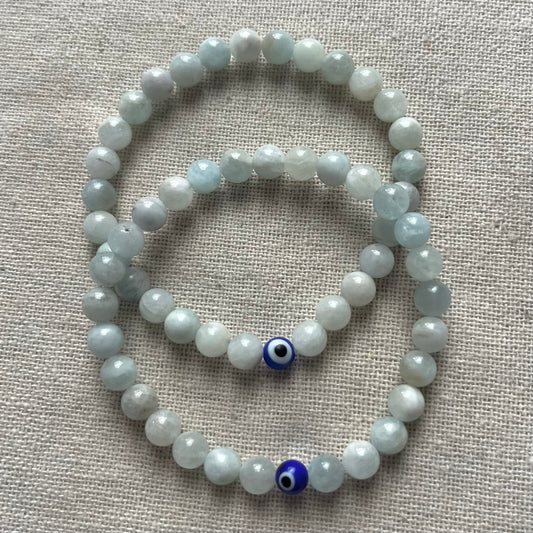 Protection Evil Eye Bracelet - Aquamarine 6mm