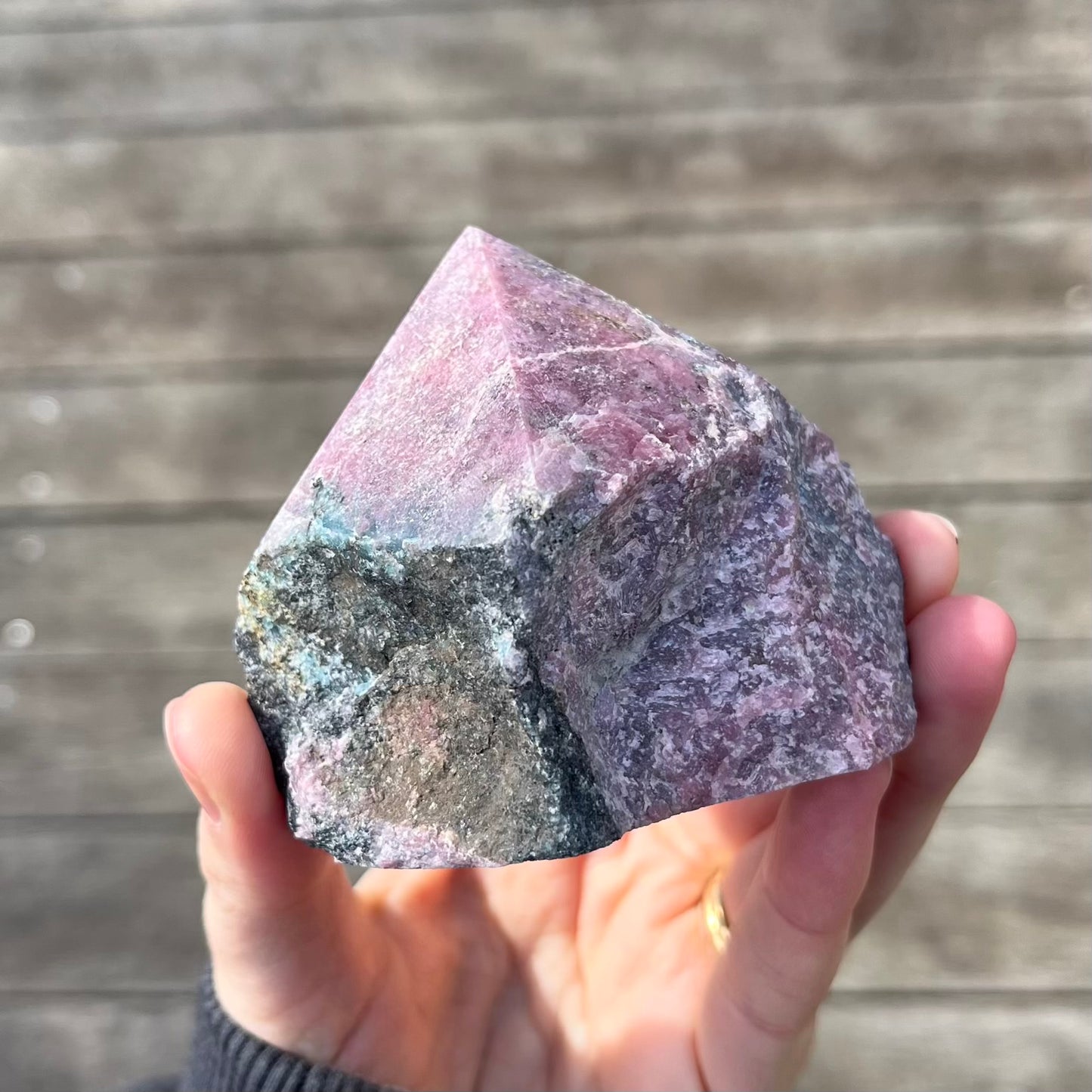 Black Vein Rhodonite Raw Point Crystal - Compassion, Love
