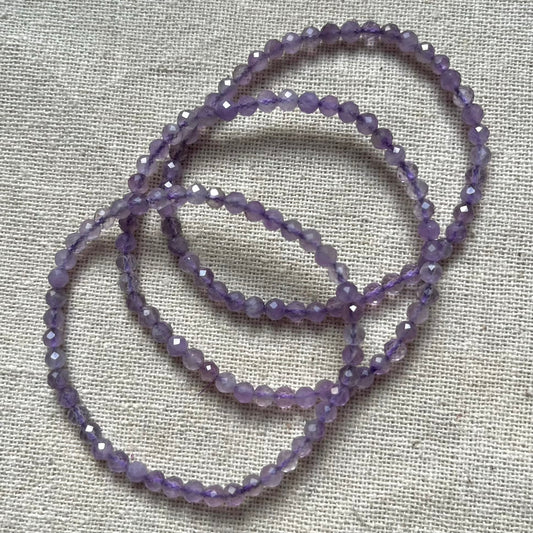 Lavender Amethyst 4mm Facet Beaded Bracelet - Serenity