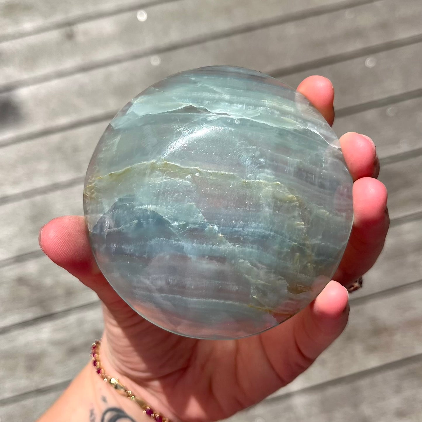 Blue Onyx Small Crystal Bowl - Calm, Peace, Grounding