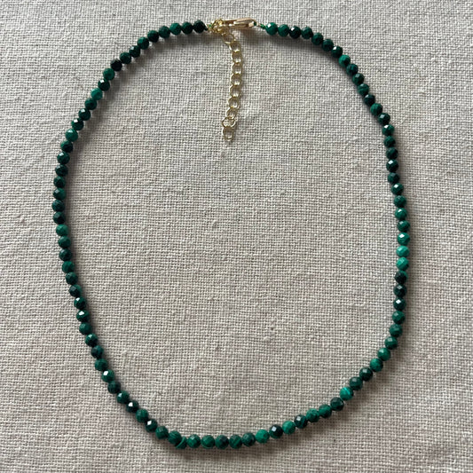 Malachite 4mm Facet Beaded Necklace - Transformation