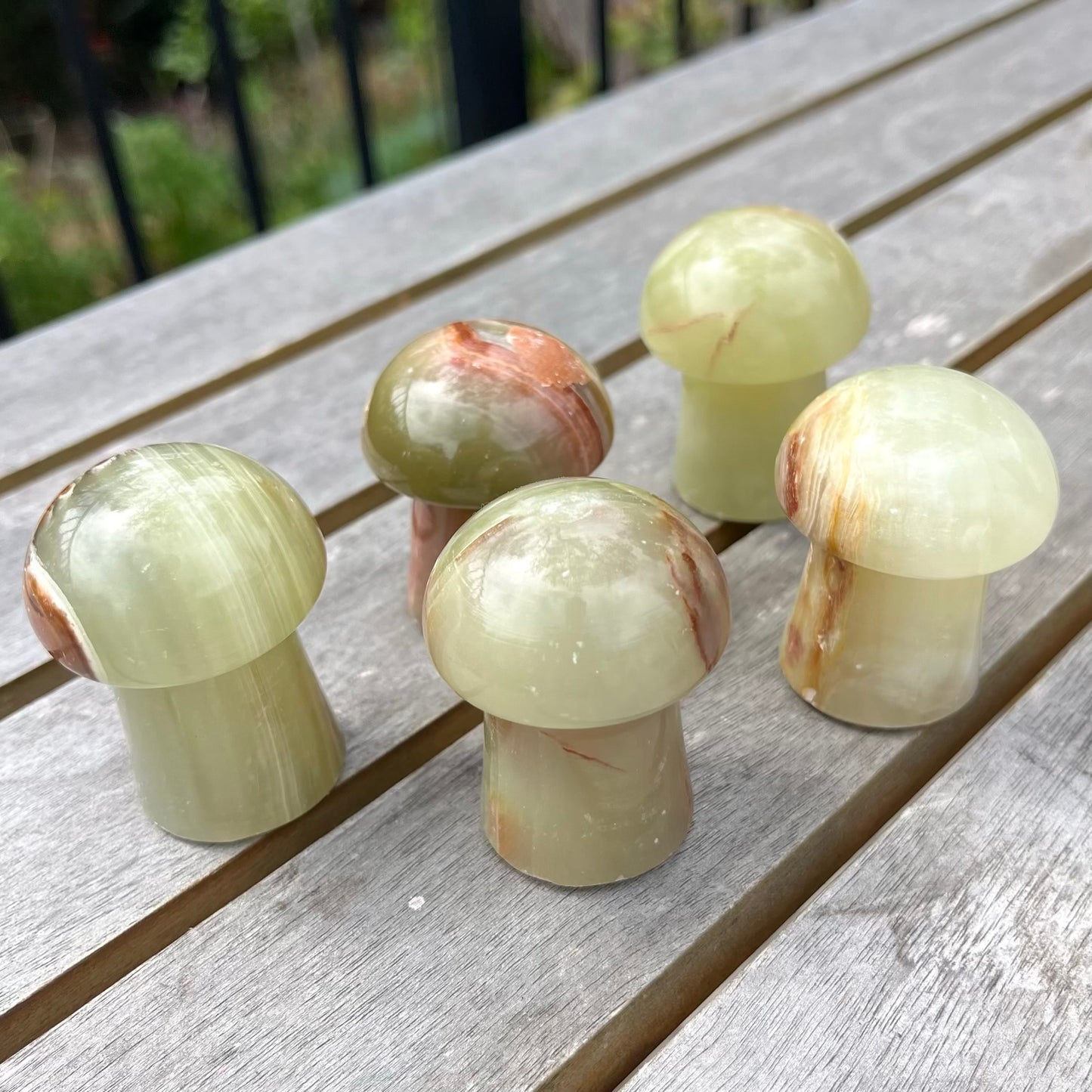 Green Onyx Small Mushroom Crystal - Heart Chakra, Confidence, Positivity