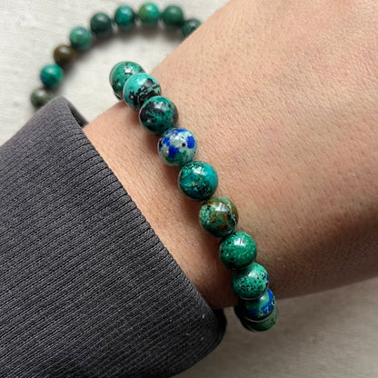 Azurite/Malachite/Chrysocolla 8mm Beaded Bracelet - Transformation