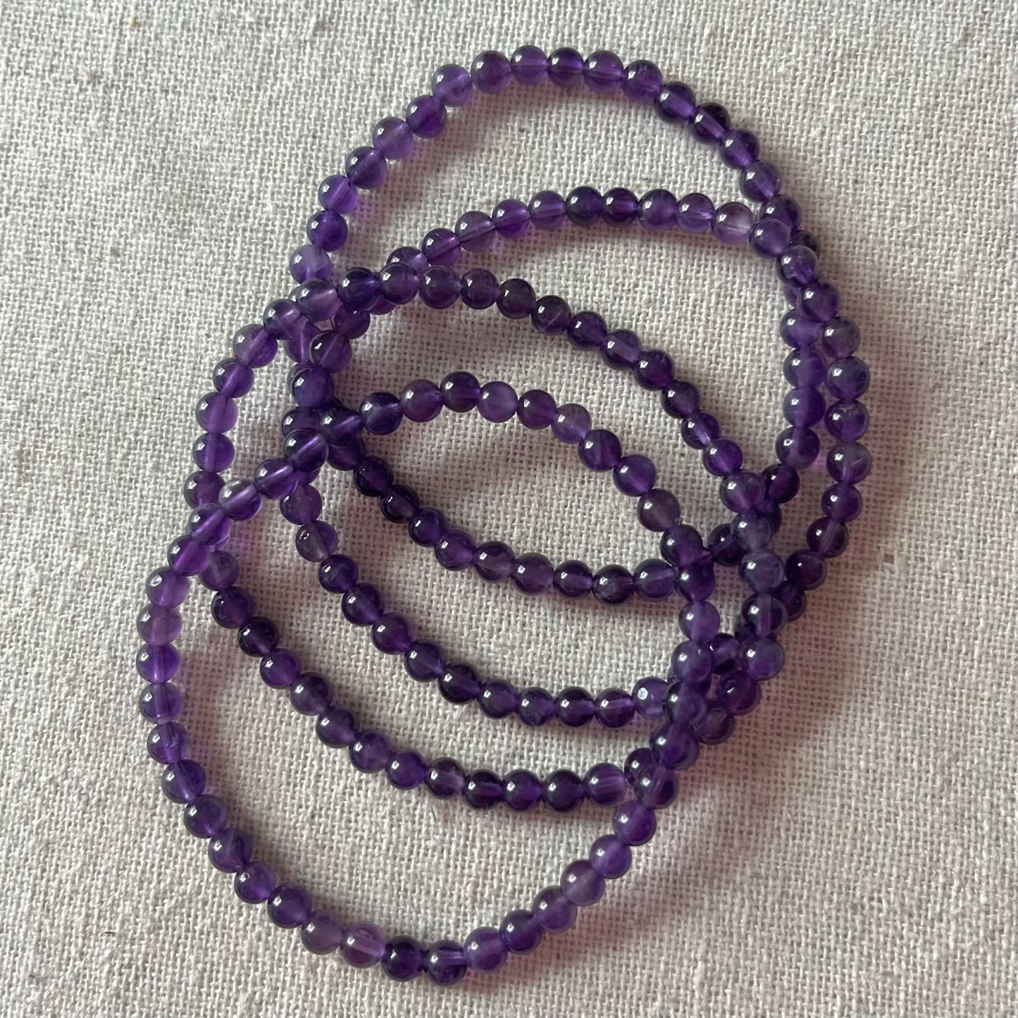 Amethyst 4mm Beaded Bracelet - Spiritual Protection