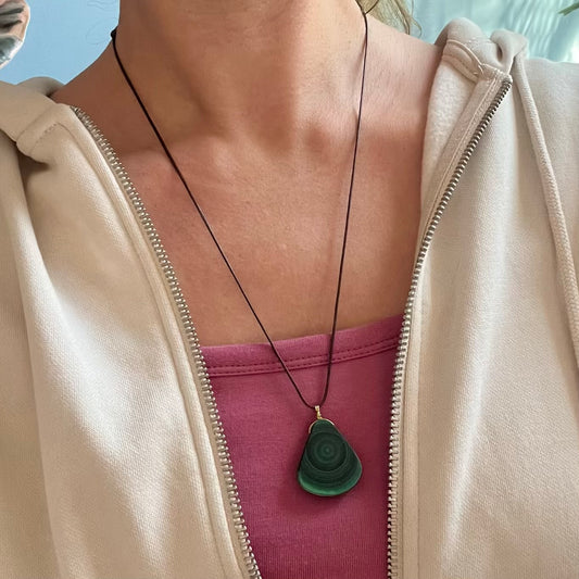 Malachite Swirl Pendant - ONE OF A KIND