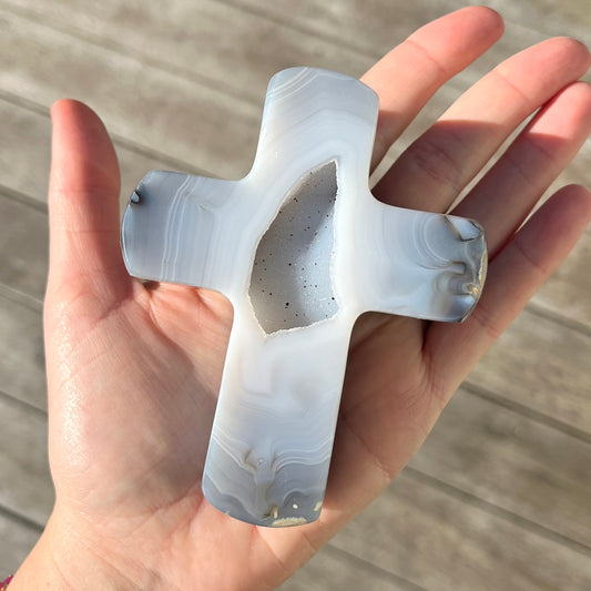 Agate Large Cross Crystal - Grounding, Harmonising, Protective