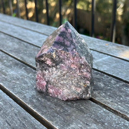 Black Vein Rhodonite Raw Point Crystal - Compassion, Love
