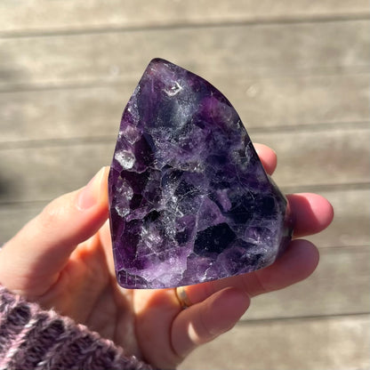 Purple Fluorite Medium Flame Tower Crystal - Vibrant, Clarifying, Uplifting
