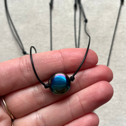 Circle Pendant - Rainbow Hematite