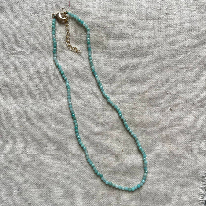 Amazonite 3mm Facet Beaded Necklace - Peace