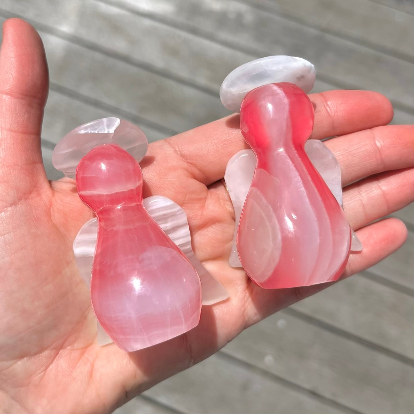 Pink Onyx Small Angel Crystal - Nurturing, Comforting