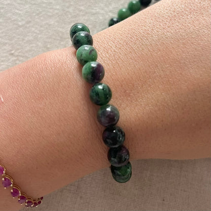 Ruby Zoisite 8mm Beaded Bracelet - Vitality