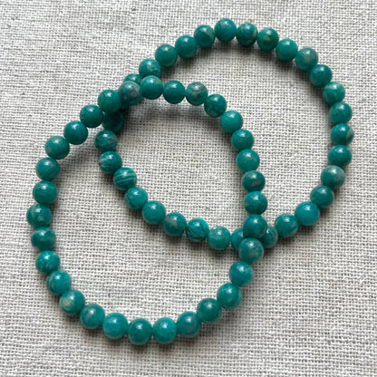 Russian Amazonite 6mm Beaded Bracelet - Peace