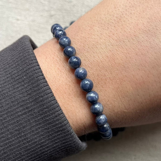 Blue Sapphire 6mm Beaded Bracelet - Spiritual Insight