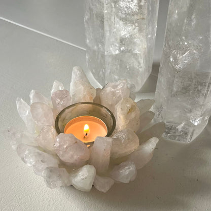 Quartz Flower Tea-light Holder - Master Healing, Positive Energy