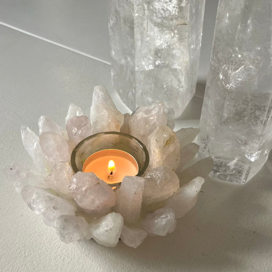Quartz Flower Tea-light Holder - Master Healing, Positive Energy