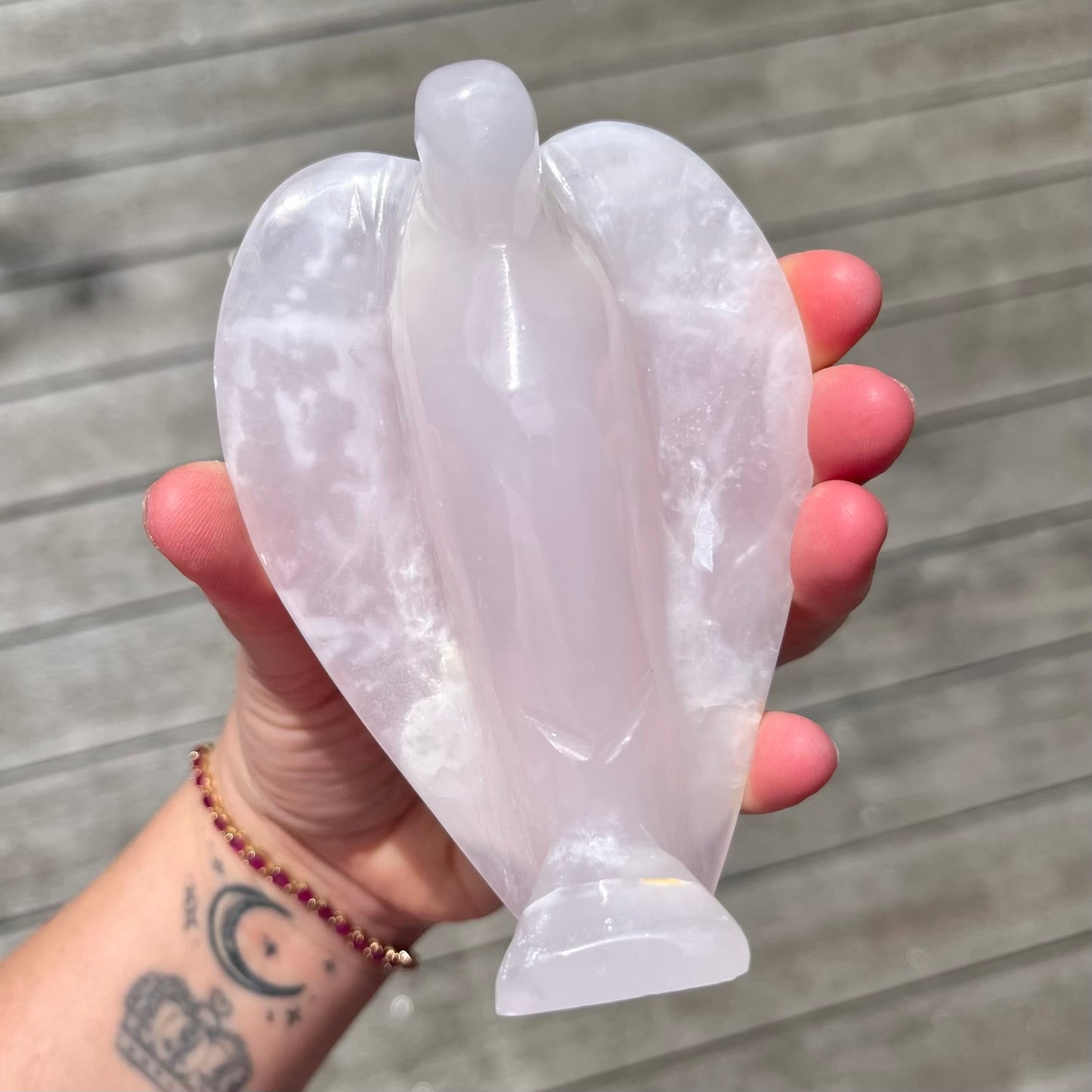 Pink Mangano Calcite Medium Angel Crystal - Love, Healing, Compassion