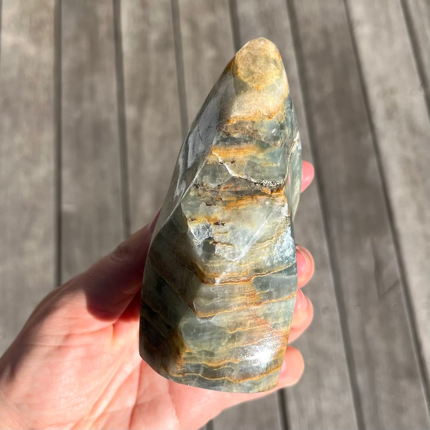 Blue Onyx Large Flame Crystal - Calm, Peace, Grounding