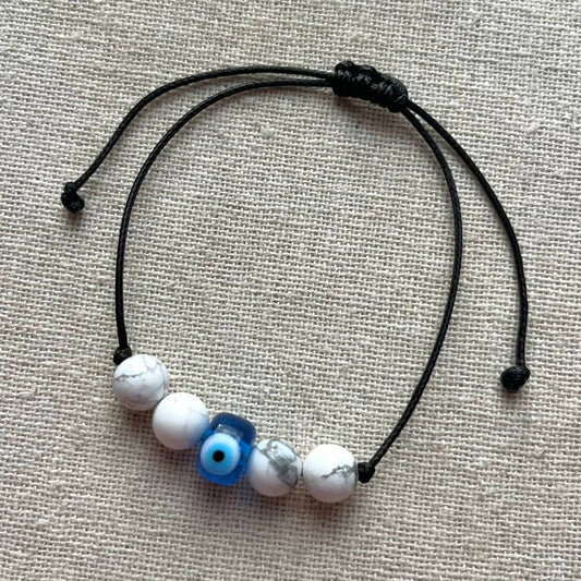 Protection Evil Eye Cord Bracelet - Howlite