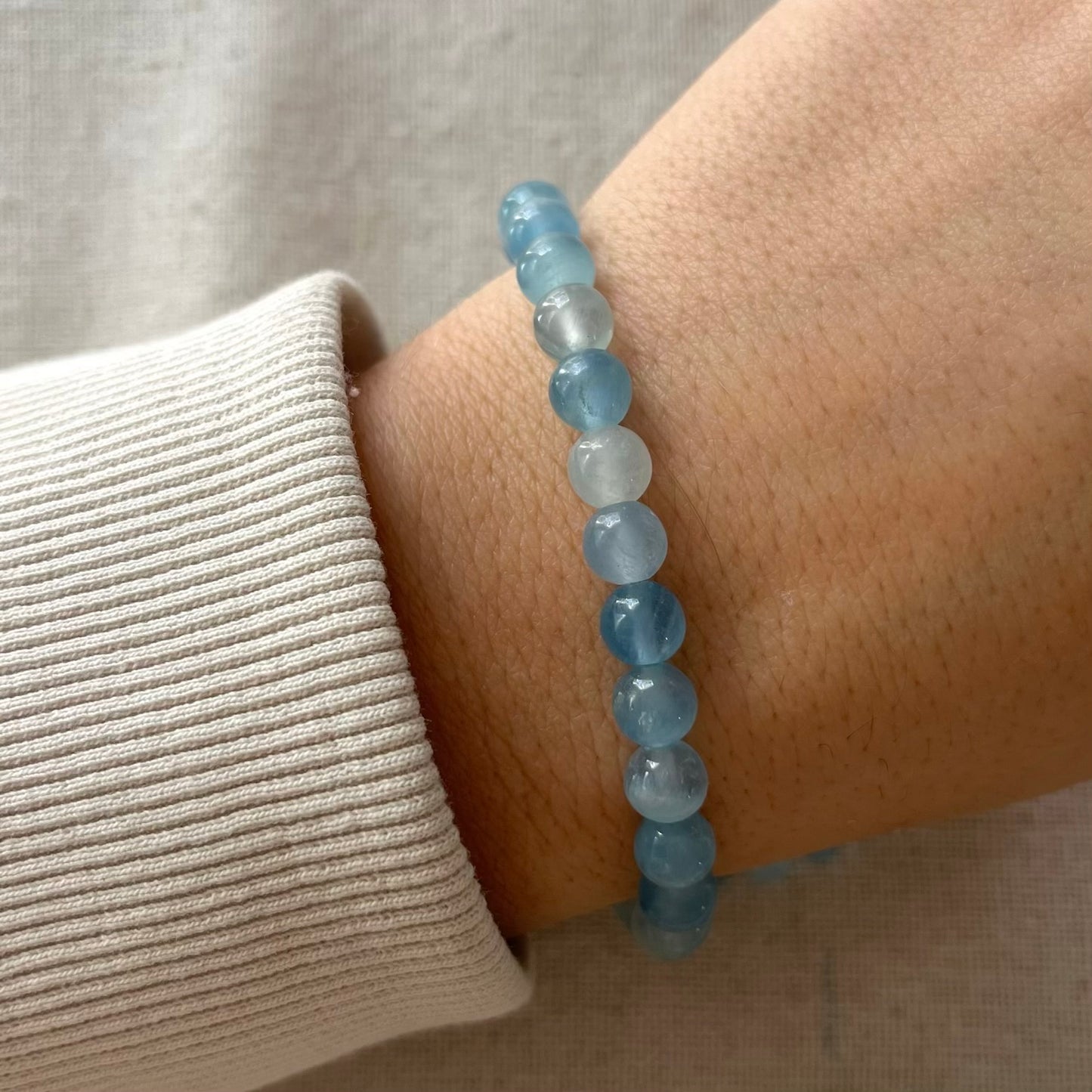 Blue Calcite 6mm Beaded Bracelet - Tranquility