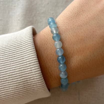 Blue Calcite 6mm Beaded Bracelet - Tranquility