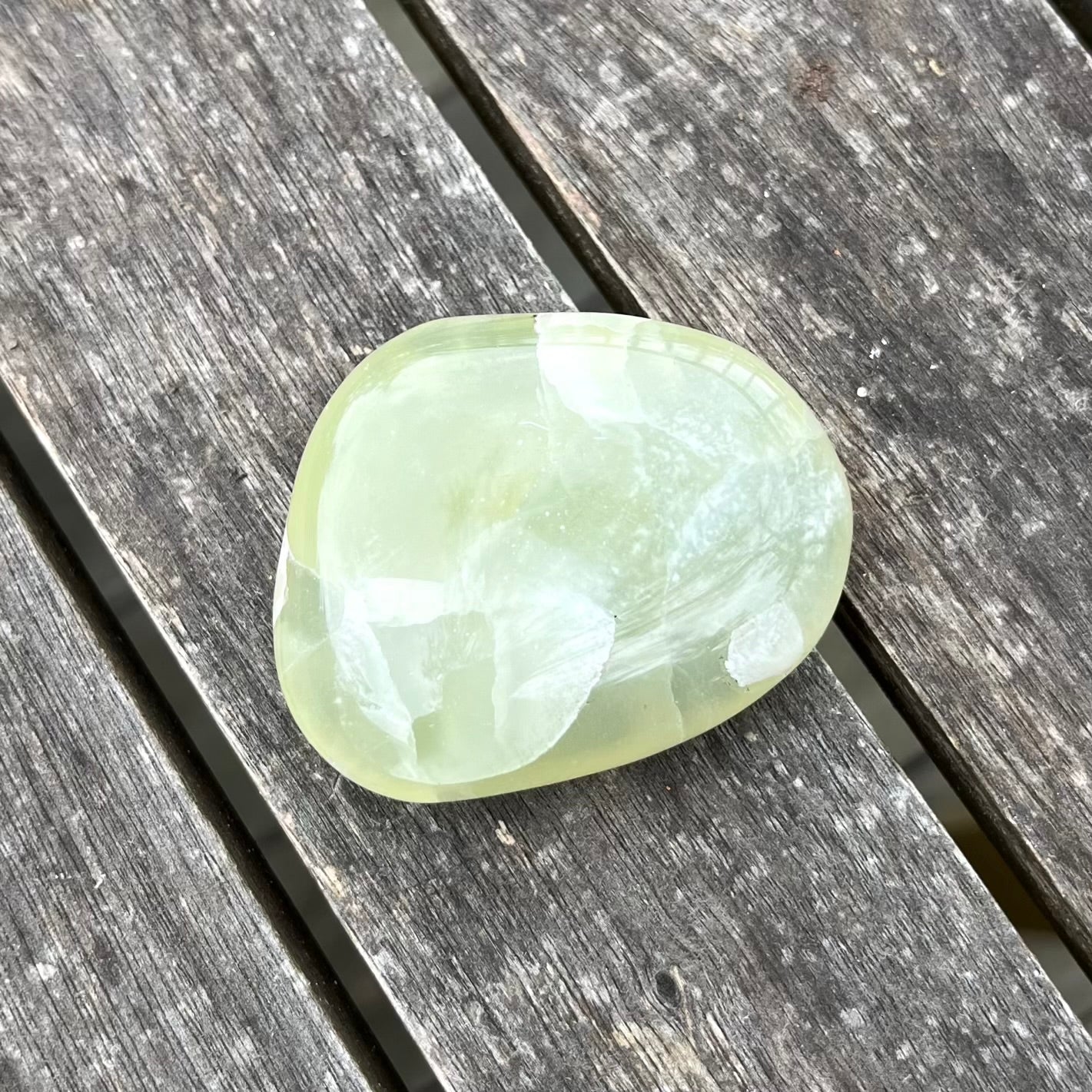 Prehnite Palm Stone Crystal - Protection, Emotional Healing
